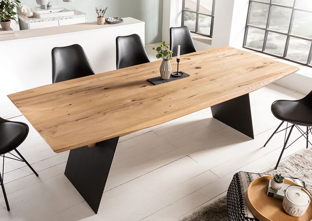 Esstisch Tisch + Schweizer Kante + Massivholz Eiche 200x100cm – möbel-outlet-24